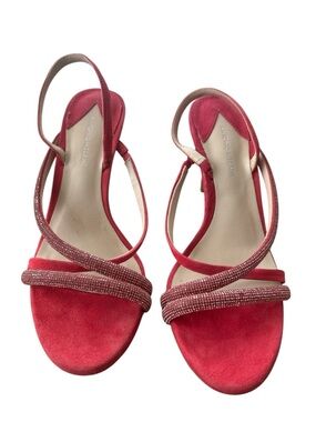 ANTONIO MELANI pink Crystal-Trim Slingback Heels